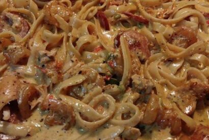 Thumbnail for Cajun Shrimp Pasta with Sausage